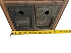 Antique Vintage US Post Office Mail Box 4 Door Cabinet Verdigris Patina