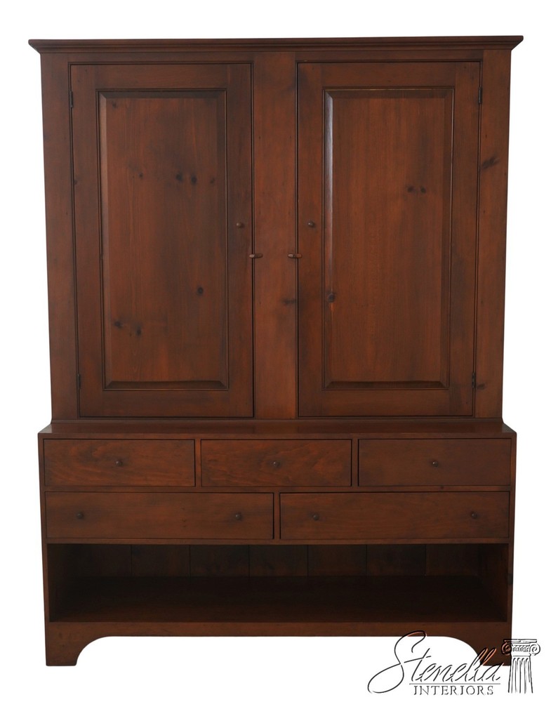 72231: SIMMS and THAYER Vintage Pine Linen Press Rustic Cupboard Cabinet