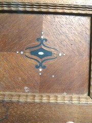 2 CUPBOARD Doors Carved Trim antique Inlay mother of pearl spanish Mexico rococo
