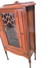 Antique Edwardian Oak Display Cabinet, Curio Cabinet, Glass Door Cabinet