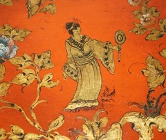 STUNNING 1920’S VINTAGE CHINESE CHINOISERIE GEISHA GIRLS LACQUER SIDE CABINET