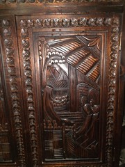 George Zee Mid-Century Asian Vintage Hand Carved Wood Teak Bar Cabinet