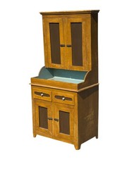 Antique paint decorated Folk Art cupboard cabinet grained Childs size 1900