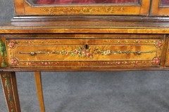 Antique 19th Century Adams Style Paint Decorated Display Cabinet China Cabinet