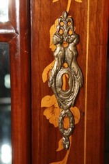 Rarer Dutch Marquetry Inlaid Walnut and Satinwood Baroque China Cabinet Vitrine