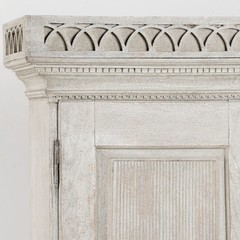 19th Century Danish Gray Painted Oak Cabinet on Legs with Interior Drawers