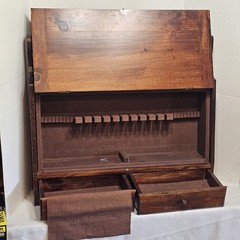 Vintage 1930s Silverware FLATWARE WALL Storage Chest Wood CABINET w 2 Drawer