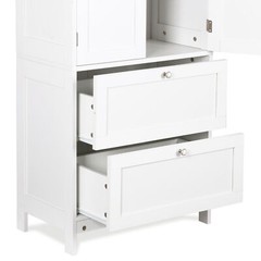 43.5″ Multi-Purpose Storage Cabinet with Adjustable Shelves, 2 Drawers White