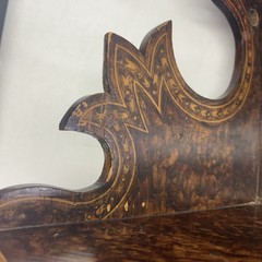 Antique Hand Stencil Corner Wall Cabinet Folk Art/Renaissance Revival 21” Tall