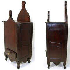 Antique 19th c. French Salt Box, Cabinet, 17 5/8″ Tall, Carved Country French