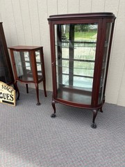 67681 Mahogany Serpentine China Cabinet with Claw Feet, 1930s