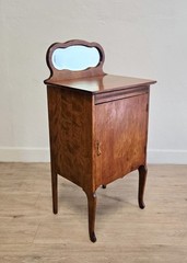Antique Sheet Music Cabinet W/ Mirror-Victorian Solid Wood Record Storage Table