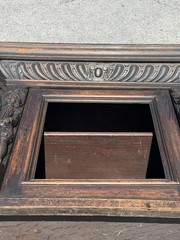 antique figural carved Oak hanging cabinet victorian Black Forest repurpose part