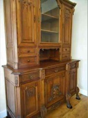 Antique French Renaissance Ornate Carved Oak Botanical Cabinet Cupboard