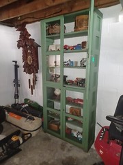 Vintage Store Display 1800s Original Green Curio Store Display Cabinet Showcase