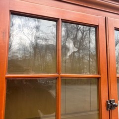 19th Century 2 Part Poplar Red Painted County Cupboard