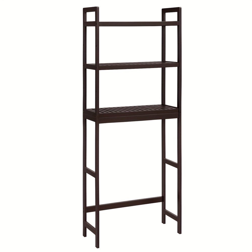 Brown Three-Tier Over-Toilet Shelf Unit Adjustable Rust-Resistant