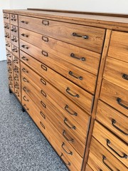 Antique 63 Drawer Lab, Parts or Apothecary Storage Cabinet, Card Catalog