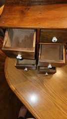 Antique Wooden 8-Drawer Wall Cabinet with Porcelain Knobs Handmade Brown