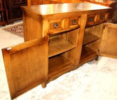 English Antique Oak Sideboard / Small Buffet / Bar Cabinet
