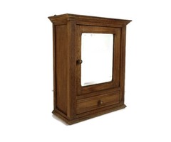 Medicine Cabinet Apothecary Bathroom Shaving Antique Carved Wood Beveled Glass