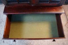 Mid Century Mahogany Stepback China Display Cabinet Hutch Bookcase 68″