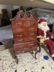 Antique Vintage Mahogany Salesman Sample Miniature Highboy Chest Clam Shell Rare