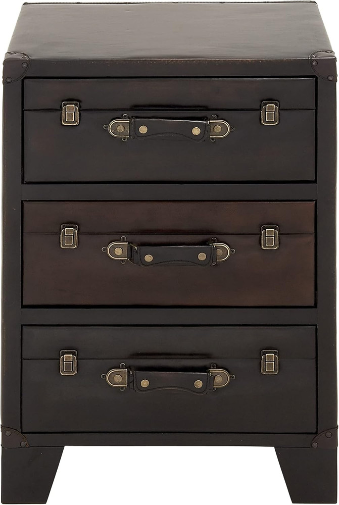 Faux Leather Room Cabinet Vintage Faux Leather Storage Cabinet with Buckles and