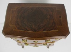 Gorgeous Marquetry Chest of Drawers Dresser Cabinet Wood Brass Trim Medallions