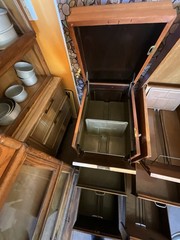 2 Rare Antique File Cabinets / Tilt Open Top Paneled Sides Casters
