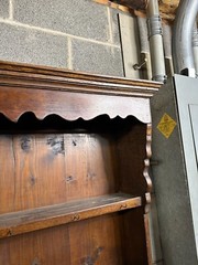 antique Georgian chippendale oak pewter cupboard cabinet 2pc fluted