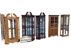 65091 Oak Corner Curio Cabinet with Plate Glass Shelves (BN 05)
