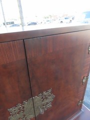 Chippendale Early 1920s Tall China Cabinet Cupboard with Brass Accent 6453