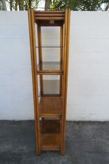 Hollywood Regency Bamboo Rattan Glass Shelving Display Cabinet Bookshelf 5830