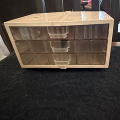 Plastic Drawer Box Organizer, 9 Compartments, Stackable, Beige/Clear, Medium