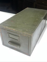 🇺🇸Rare Antique Military Green Wood Globe Wernicke Card Index Drawer W-15-146