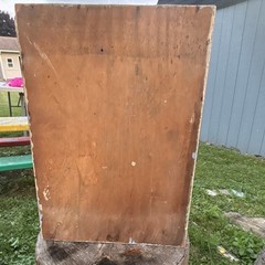 Antique Painted Beige/distressed Wood Wall Cabinet/medicine cabinet mirror Door