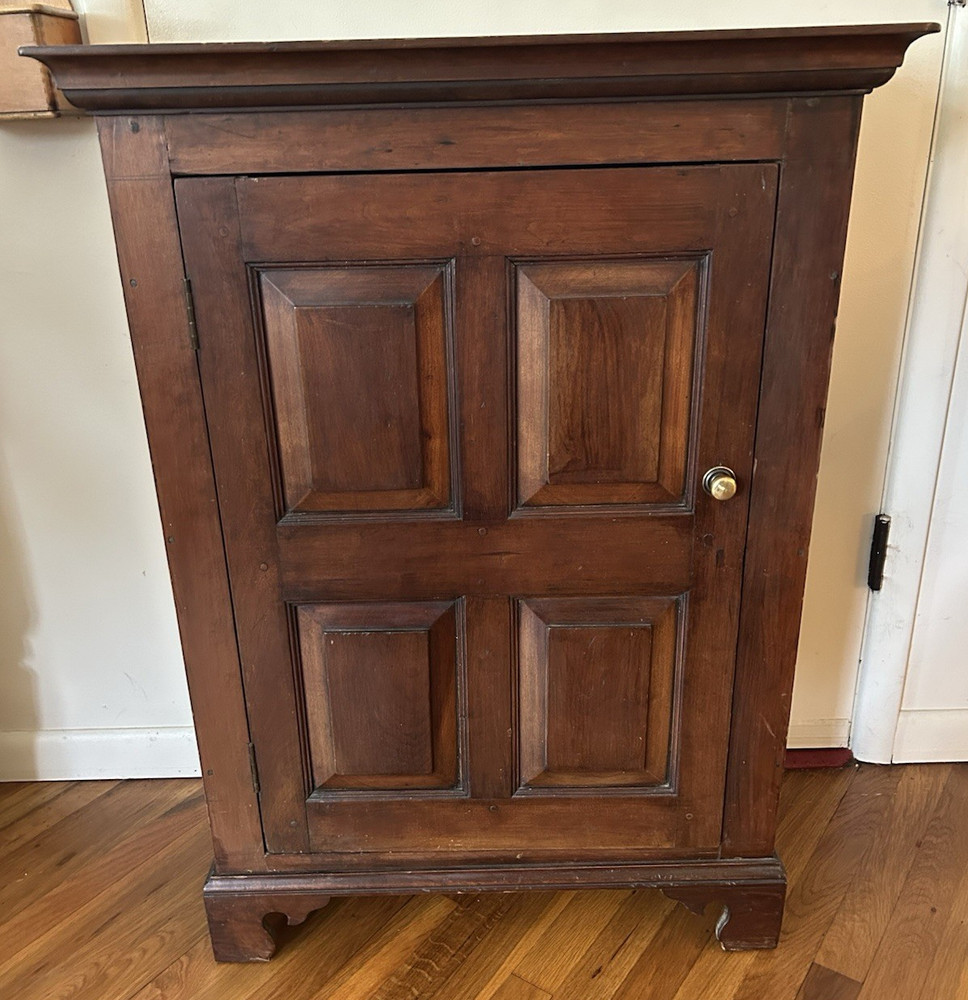 Antique Solid Walnut 1 Door 3 Shelf Spaces Perfect Size Cabinet For Any Room