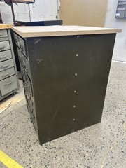 Authentic army green mid-century industrial steel drawer unit