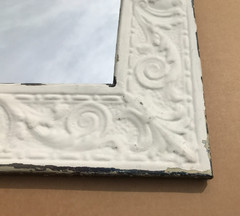 VTG Decorative White Salvaged Tin Ceiling 23″ SQ. Metal 13″ Mirror Old 640-26B