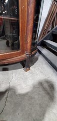 Antique Oak Victorian Bow Glass China Cabinet Curio