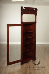 Antique Victorian Carved Walnut Corner Cabinet With Mirrored Transom
