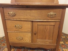 Antique Oak Wash Stand w/ Towel Rack