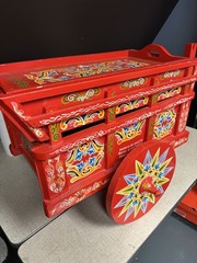 Handcrafted Costa Rican Oxcart with Painted Folk Design