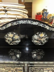 Korean Black Lacquer Mother of Pearl Cabinet Headboard