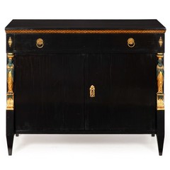 Fine Austrian Empire Black Lacquered Cabinet Sideboard circa 1820