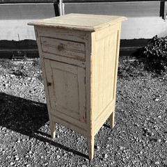 ANTIQUE FRENCH RUSTIC PAINTED TALL CUPBOARD c1900
