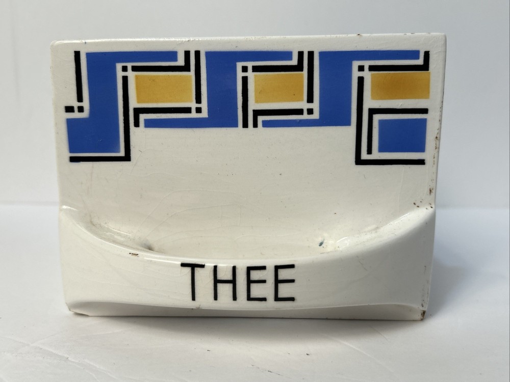Dutch Delft Thee Spice Cabinet Labeled Drawer Antique Replacement Damaged Cracks