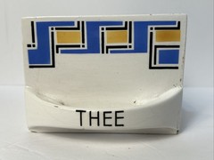 Dutch Delft Thee Spice Cabinet Labeled Drawer Antique Replacement Damaged Cracks