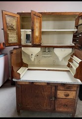 Hoosier Antique Stained Wood Cabinet 1900-1919 Doors Drawers Shelves